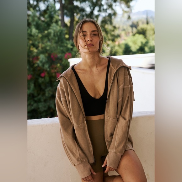 Free People - All Your Love Logo Hoodie in Mocha Latte. Size Small. - Picture 3 of 4